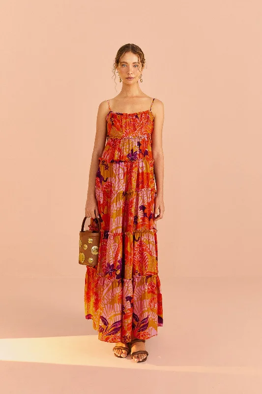 Beige Jungle Panther Lenzing™ Ecovero™ Viscose Maxi Dress Trendy Maxi Dress with Lace Beige Jungle Panther Lenzing™ Ecovero™ Viscose Maxi Dress Trendy Maxi Dress with Lace