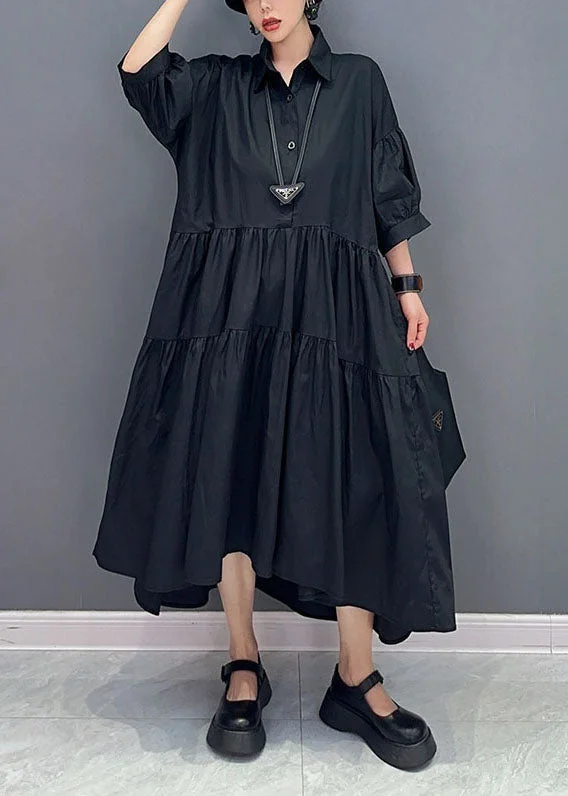 Black Patchwork Cotton Maxi Dresses Oversized Exra Large Hem Summer Trendy Fit-and-Flare Maxi Dress Black Patchwork Cotton Maxi Dresses Oversized Exra Large Hem Summer Trendy Fit-and-Flare Maxi Dress