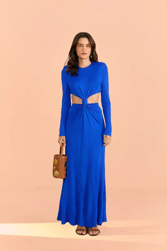 Blue Knot Cut Out Maxi Dress Cozy Open-Back Maxi Dress