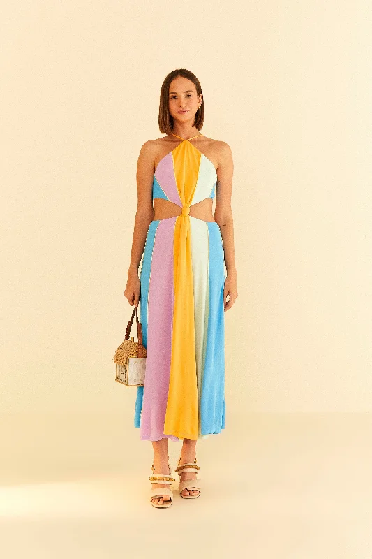 Color Blocking Sleeveless Maxi Dress Cozy Longline Maxi Dress