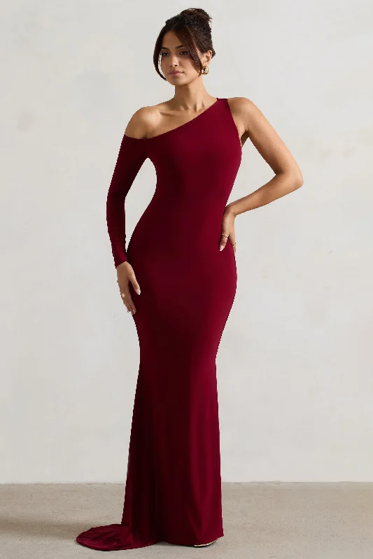 Contradiction | Port One-Sleeve Asymmetric Maxi Dress Chic Boho Print Maxi Dress