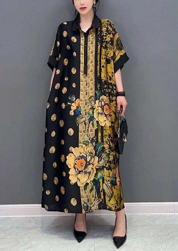 French Colorblock Peter Pan Collar Print Silk Maxi Dresses Summer Trendy A-Line Maxi Dress French Colorblock Peter Pan Collar Print Silk Maxi Dresses Summer Trendy A-Line Maxi Dress