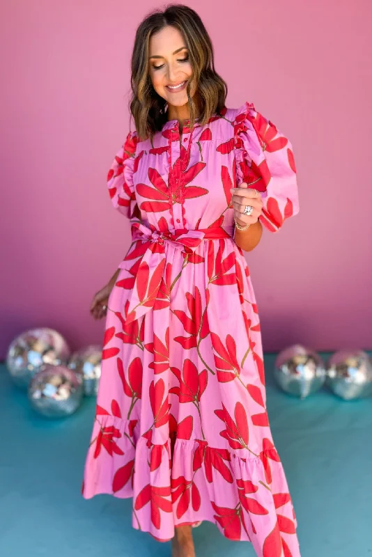 Karlie Pink Multi Print Ruffle Shoulder Puff Sleeve Tiered Maxi Dress Stylish Boho Chic Maxi Dress Karlie Pink Multi Print Ruffle Shoulder Puff Sleeve Tiered Maxi Dress Stylish Boho Chic Maxi Dress