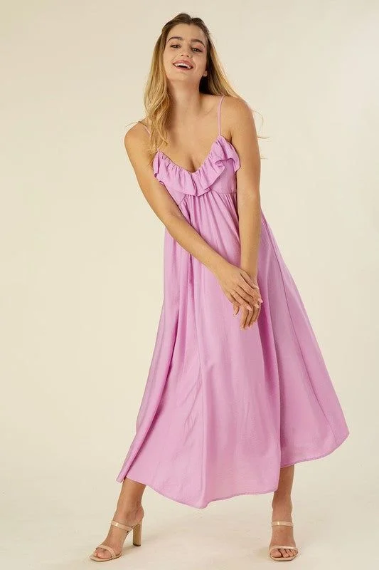 Lilou Maxi dress with ruffles Stylish Longline Maxi Dress
