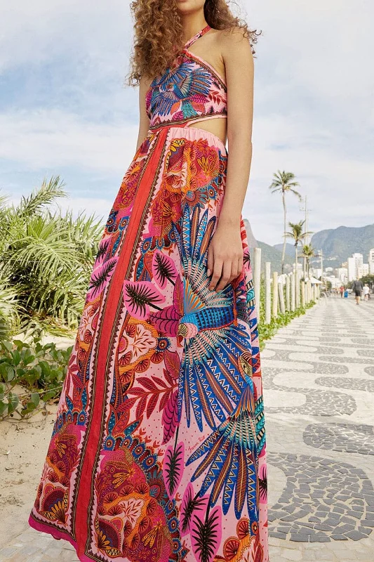 Macaw Scarf Maxi Dress Fashionable Sheer Maxi Dress