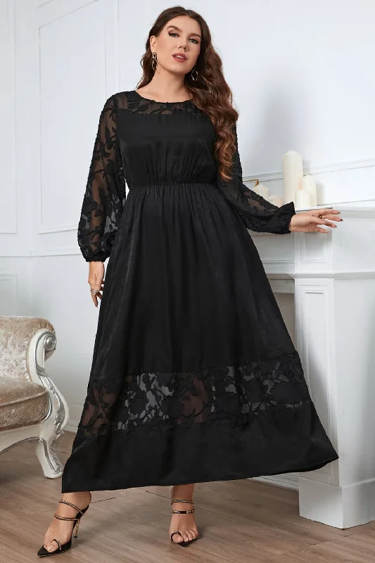 Melo Apparel Plus Size Embroidery Round Neck Long Sleeve Maxi Dress Elegant Boho Maxi Dress Melo Apparel Plus Size Embroidery Round Neck Long Sleeve Maxi Dress Elegant Boho Maxi Dress