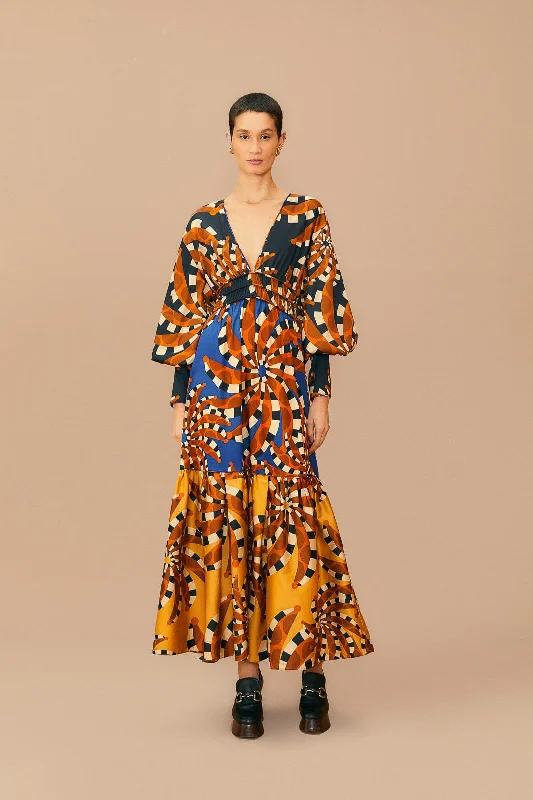 Mixed Bananada Long Sleeve Maxi Dress Comfortable Fitted Maxi Dress