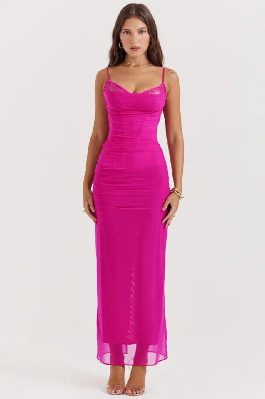 Nalini Fuchsia Maxi Dress Fashionable High-Waist Maxi Dress