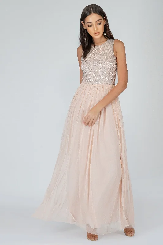 Nicasso Blush Pink Bridesmaid Maxi Dress Comfortable Bohemian Maxi Dress