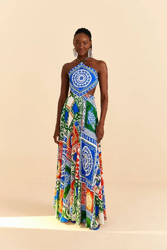 Off-White Pitta Colors Maxi Dress Comfortable Cotton Maxi Dress
