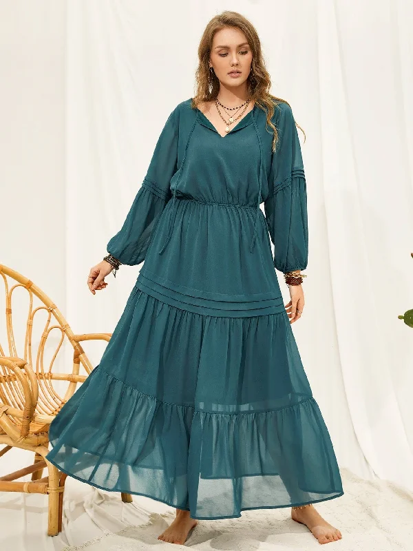 PLUS SIZE Giselle Maxi Dress - Teal | LAST SIZES Comfortable Pleated Maxi Dress