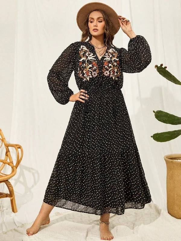 PLUS SIZE Zarina Maxi Dress - Black Fashionable High-Waist Maxi Dress
