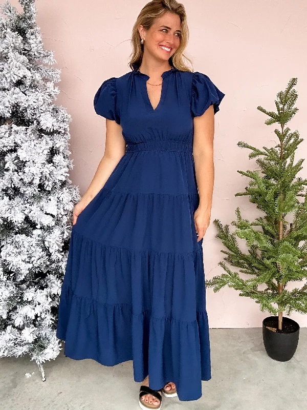 Royal Holiday Maxi Dress Comfortable Maxi Dress with Sleeves