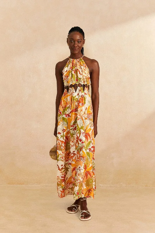 Sand Leopard Forest Maxi Dress Fashionable Printed Maxi Dress