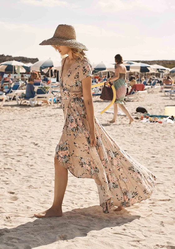 Scarlett Wrap Maxi Dress Blush Fashionable Halter Neck Maxi Dress