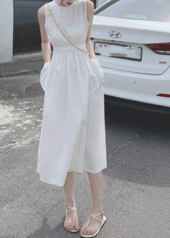 Solid Button Pocket Drawstring Show Waist Sleeveless Maxi Dress Fashionable Halter Neck Maxi Dress Solid Button Pocket Drawstring Show Waist Sleeveless Maxi Dress Fashionable Halter Neck Maxi Dress