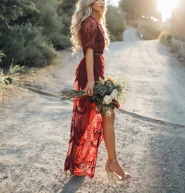 Solid Short Sleeve Beach Sexy Loose Bohemian Maxi Dress Trendy Button Front Maxi Dress Solid Short Sleeve Beach Sexy Loose Bohemian Maxi Dress Trendy Button Front Maxi Dress