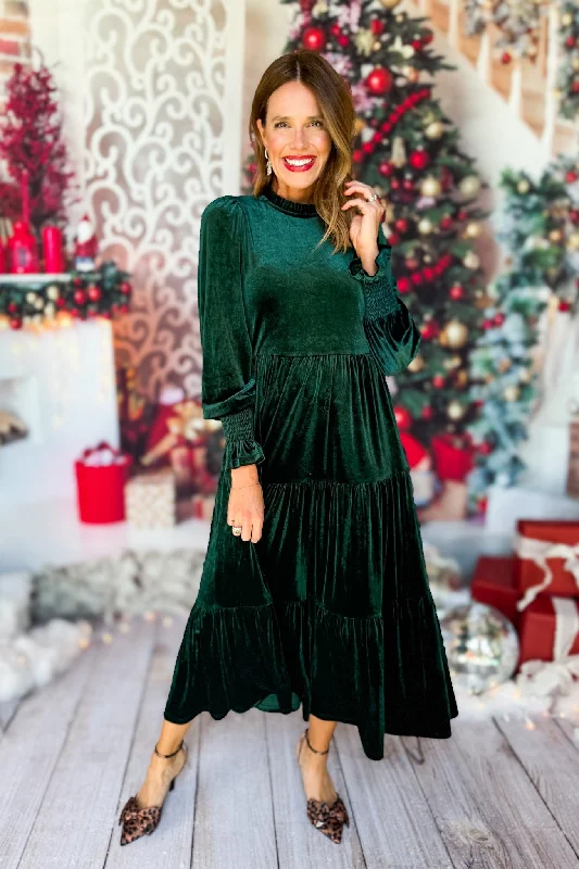 SSYS The Ginger Long Sleeve Maxi Dress In Hunter Velvet Elegant Maxi Dress with Slit SSYS The Ginger Long Sleeve Maxi Dress In Hunter Velvet Elegant Maxi Dress with Slit