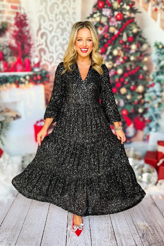 SSYS The Tinsley Long Sleeve Maxi Dress In Black Sequin Elegant Wraparound Maxi Dress SSYS The Tinsley Long Sleeve Maxi Dress In Black Sequin Elegant Wraparound Maxi Dress