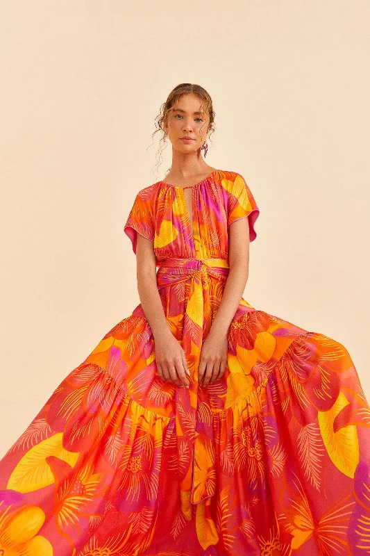 Summer Garden Ombre Lenzing™ Ecovero™ Viscose Maxi Dress Elegant Maxi Dress with Drapes Summer Garden Ombre Lenzing™ Ecovero™ Viscose Maxi Dress Elegant Maxi Dress with Drapes