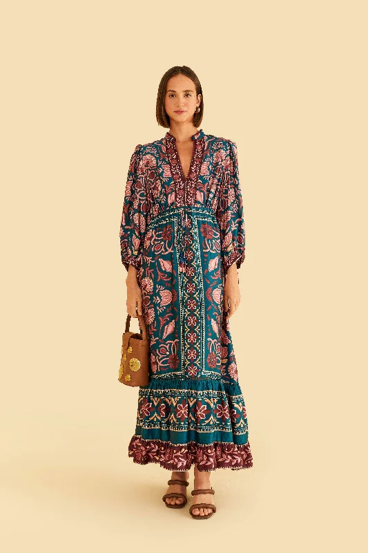 Teal Seashell Tapestry Lenzing™ Ecovero™ Viscose Maxi Dress Classic Strapless Maxi Dress Teal Seashell Tapestry Lenzing™ Ecovero™ Viscose Maxi Dress Classic Strapless Maxi Dress