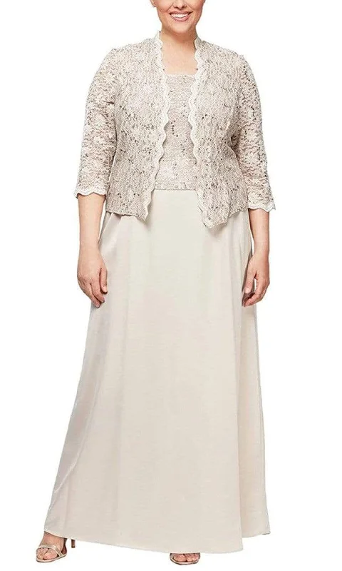 Alex Evenings - 4121198 Sequin Lace and Chiffon Dress with Lace Jacket Anorak Shell Jacket Lightweight Jacket Alex Evenings - 4121198 Sequin Lace and Chiffon Dress with Lace Jacket Anorak Shell Jacket Lightweight Jacket