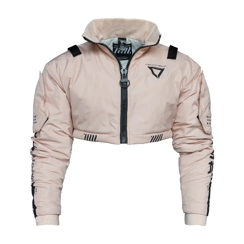 CRB-003 Pink Crop Bomber Jacket Insulated Jacket Fitted Jacket Loose Jacket