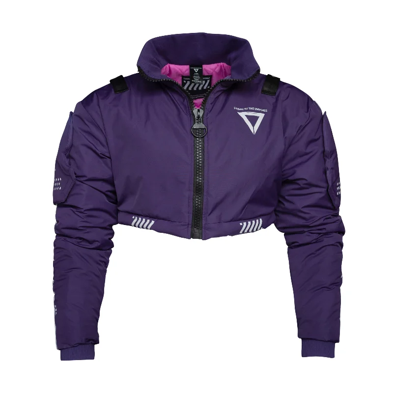 CRB-003 Purple Crop Bomber Jacket Knit Jacket Woven Jacket Fleece Jacket