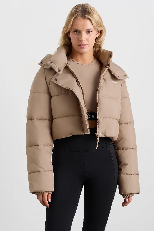 Cropped Hooded Puffer Jacket 764 Appliqued Jacket Beaded Jacket Sequined Jacket