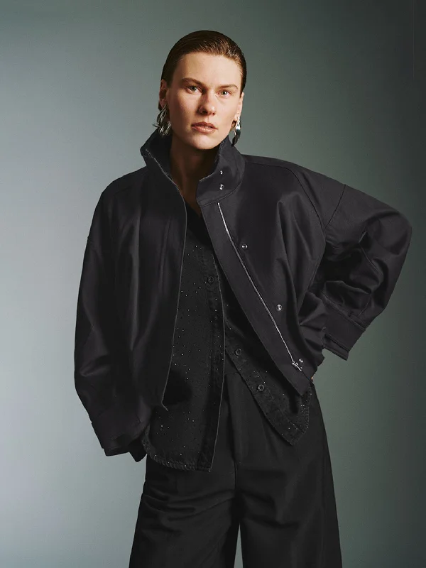 Cropped Zip Up Front Jackets Wool Jacket Cashmere Jacket Tweed Jacket