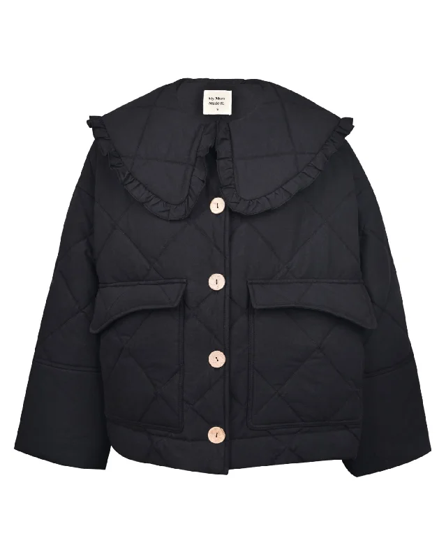 Darcy Frill Jacket - Obsidian Satin Jacket Silk Jacket Chiffon Jacket