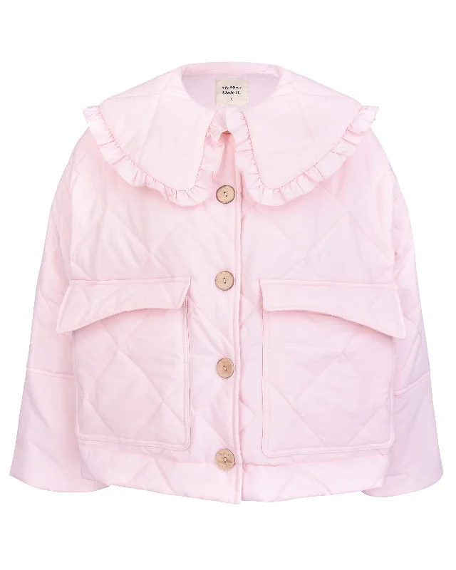 Darcy Frill Jacket - Pink Faux Fur Fabric Real Fur Fabric Shearling Fabric