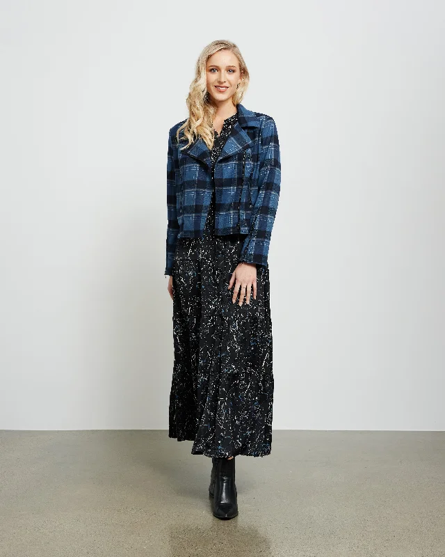 Et Alia Johnny Jacket - Teal/Black Plaid Quilted Jacket Puffer Jacket Insulated Jacket