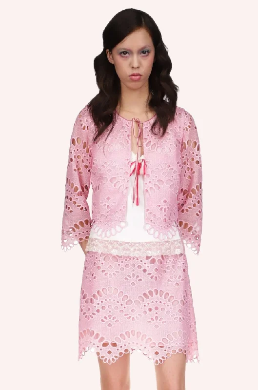 Eyelet Jacket Front Pockets Side Pockets Patch Pockets