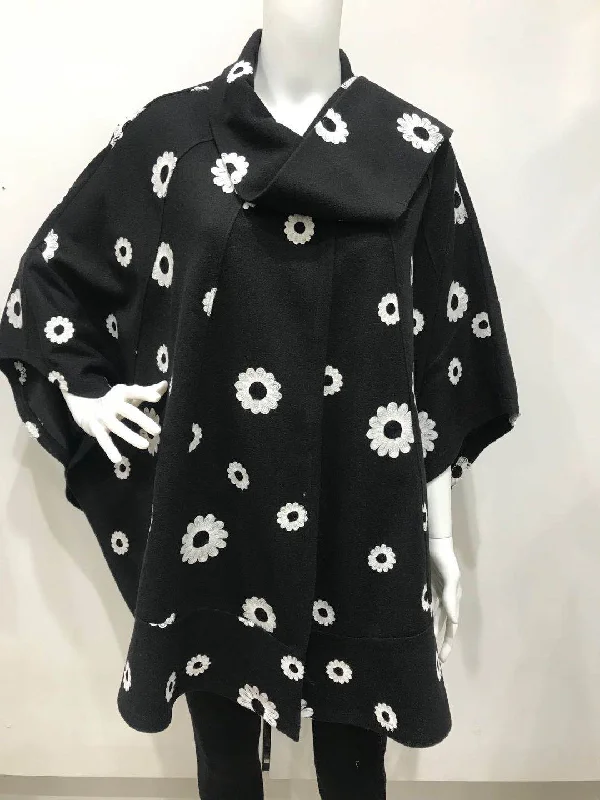 Floral poncho jacket Snapped Jacket Toggled Jacket Drawstring Jacket
