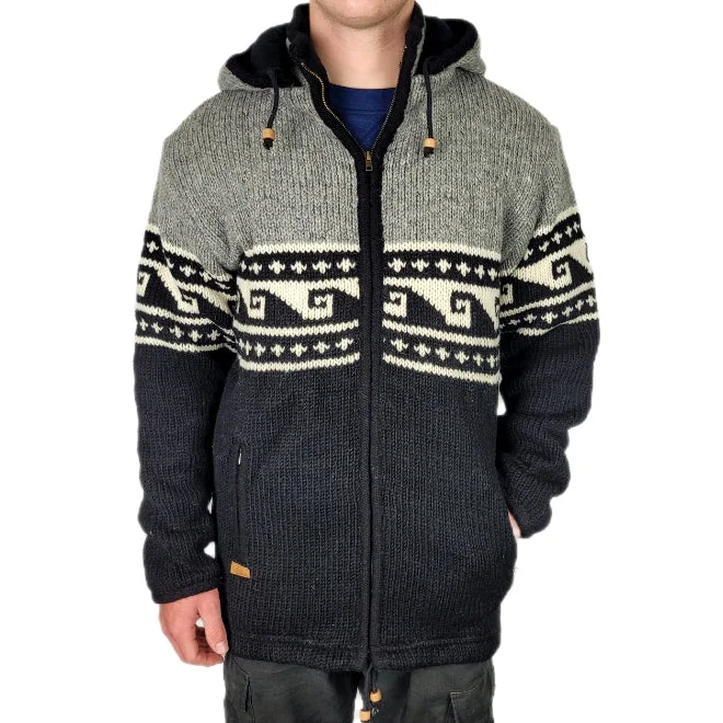 Jacket Light Grey to Black Wave Ribbed Jacket Pleated Jacket Ruffled Jacket
