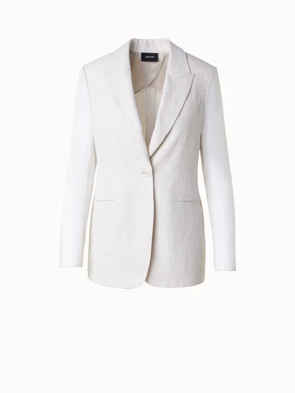 Linen Jacket with Semi-Sheer Organza Sleeves Jacket Blazer Coat