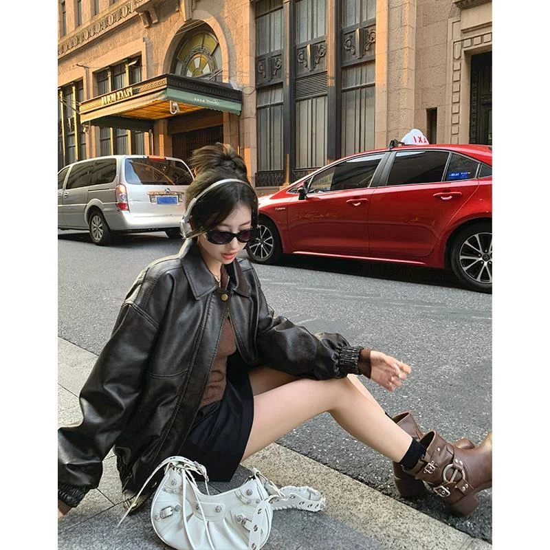 Lunivop moto jacket outfit Retro Heavy Industry Distressed Brushed Leather Coat for Women Autumn 2024 New Loose American Jacket PU Leather Coat Satin Jacket Silk Jacket Chiffon Jacket Lunivop moto jacket outfit Retro Heavy Industry Distressed Brushed Leather Coat for Women Autumn 2024 New Loose American Jacket PU Leather Coat Satin Jacket Silk Jacket Chiffon Jacket