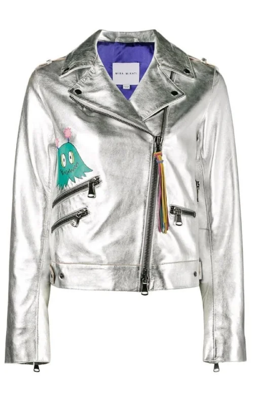 Hand-Painted Metallic Leather Jacket Cotton Jacket Linen Jacket Terry Jacket