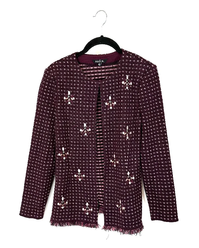 Deep Maroon And Pink Jacket - Size 0-2 Jersey Jacket Tulle Jacket Batik Jacket