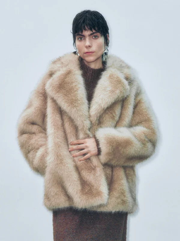 Notched Collar Fur Jackets Jacket Blazer Coat