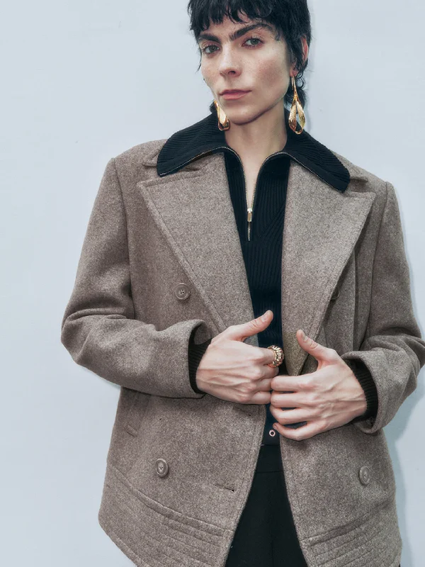 Peak Collar Jackets Ribbed Jacket Pleated Jacket Ruffled Jacket
