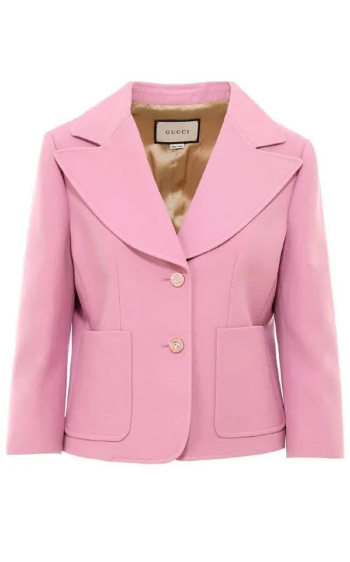 Pink Silk and Wool Blazer Jacket Belted Jacket Elasticated Jacket Padded Jacket