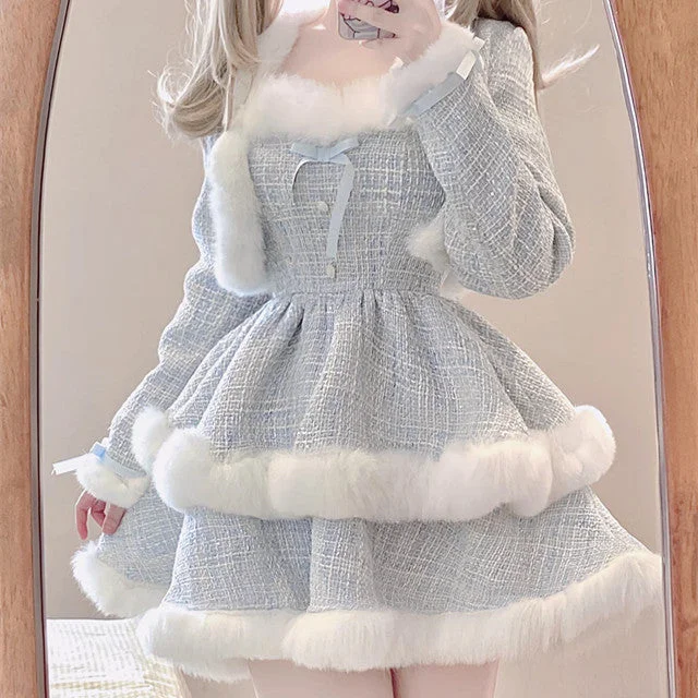 Plush fluffy princess dress + jacket yv31868 Jacket Blazer Coat