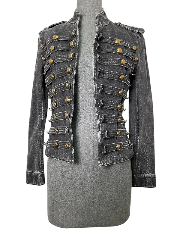 SAINT LAURENT Denim Military Court Jacket Size XS A-Line Jacket Boat Neck Shawl Collar SAINT LAURENT Denim Military Court Jacket Size XS A-Line Jacket Boat Neck Shawl Collar