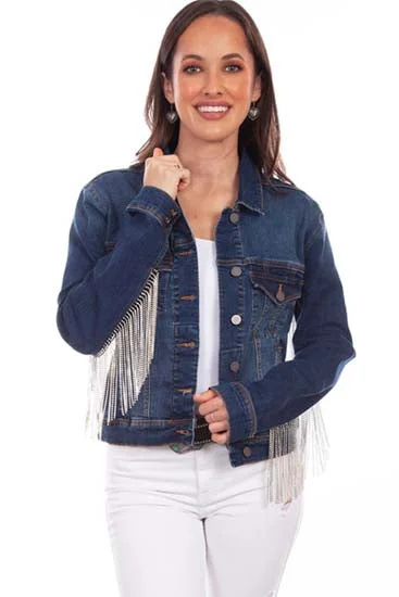Scully Denim Jacket with Rhinestone Fringe-Final Price One-Shoulder Jacket Off-the-Shoulder Jacket Asymmetrical Jacket Scully Denim Jacket with Rhinestone Fringe-Final Price One-Shoulder Jacket Off-the-Shoulder Jacket Asymmetrical Jacket