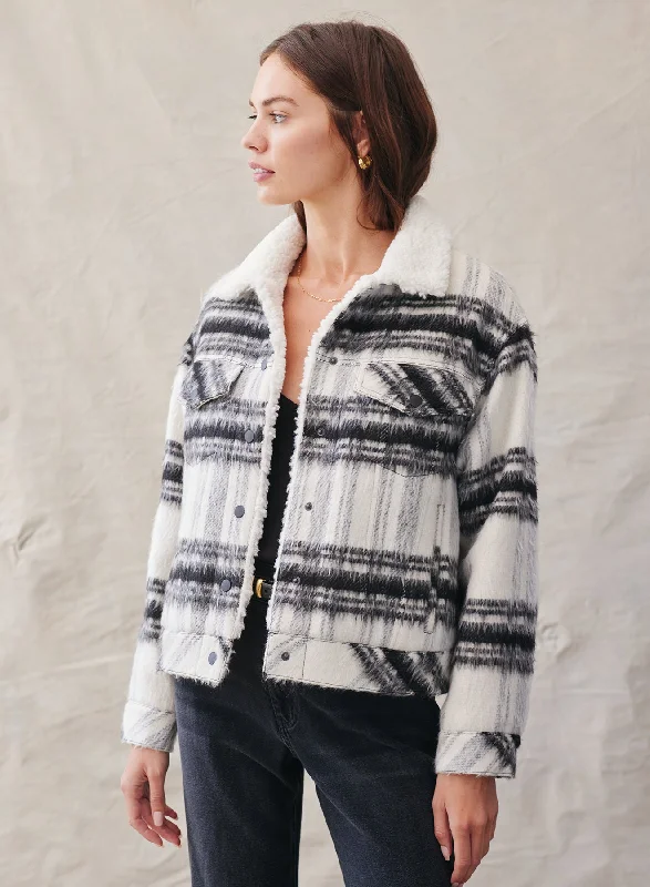 Sherpa Lined Trucker Jacket Cardigan Sweater Pullover