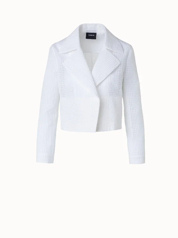 Short Jacket in Semi-Sheer Organza Chenille Fabric Brocade Fabric Lace Fabric