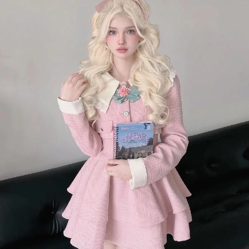 Sweet puffy dress + jacket yv31870 Belted Jacket Elasticated Jacket Padded Jacket