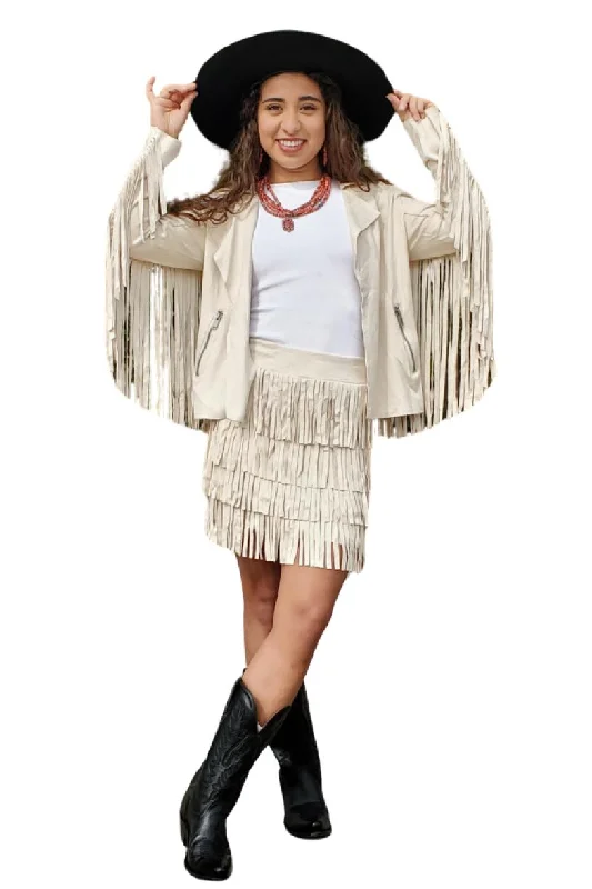 WAY Bone Fringe Jacket-Final Price Front Pockets Side Pockets Patch Pockets